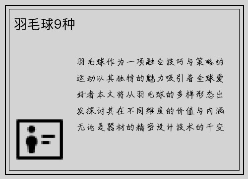 羽毛球9种